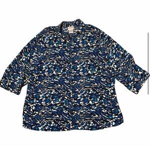 Bon Worth XL White, Black, & Blue Top